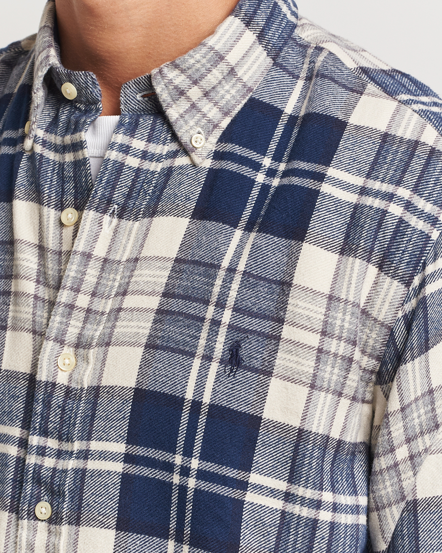 Herren | Hemden | Polo Ralph Lauren | Custom Fit Brushed Flannel Checked Shirt Off White
