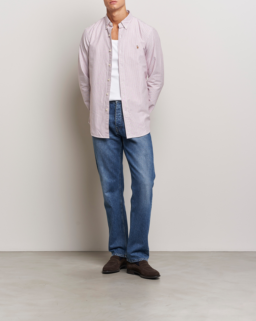 Herren | Hemden | Polo Ralph Lauren | Slim Fit Striped Oxford Shirt Wine/White