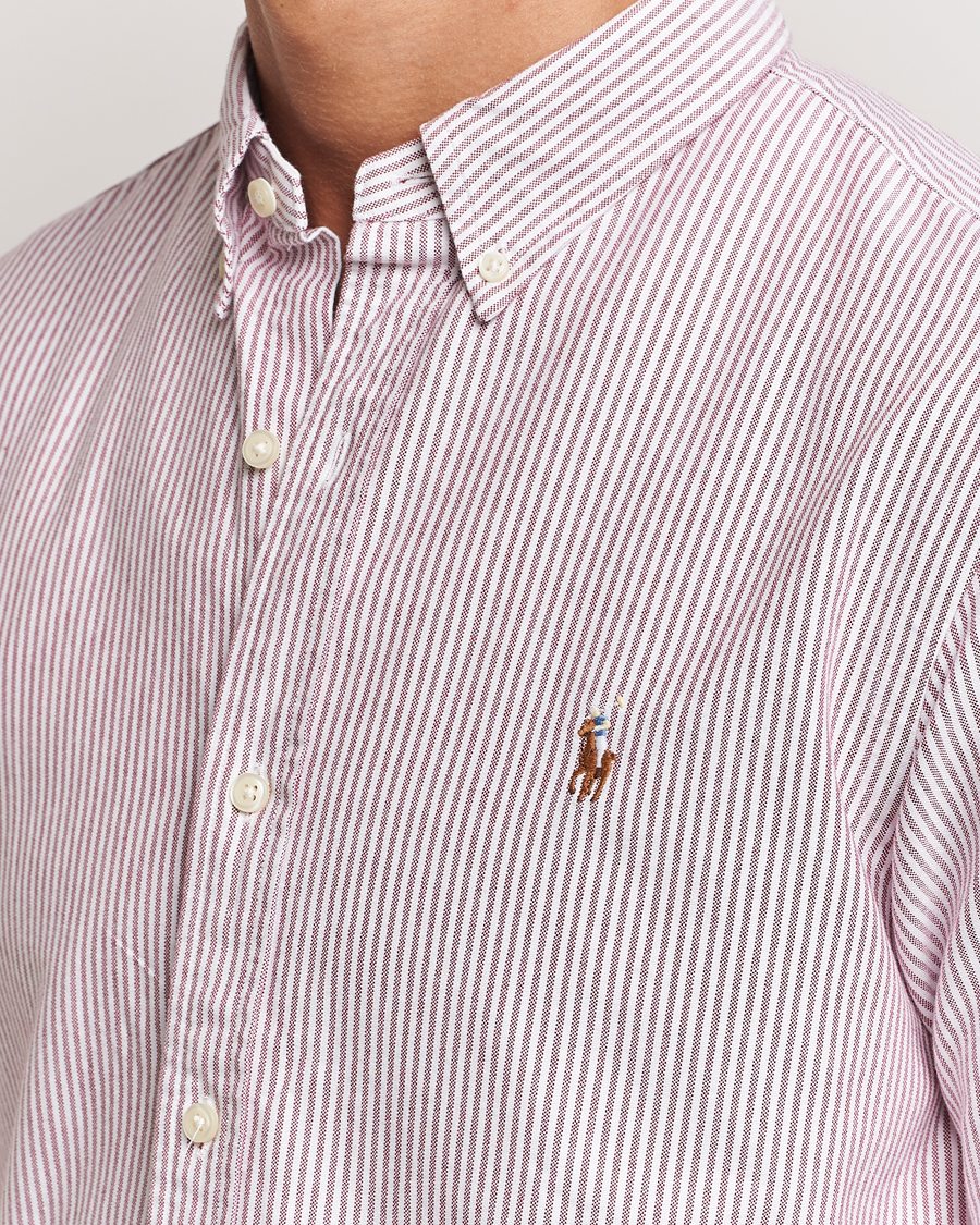 Herren | Hemden | Polo Ralph Lauren | Slim Fit Striped Oxford Shirt Wine/White