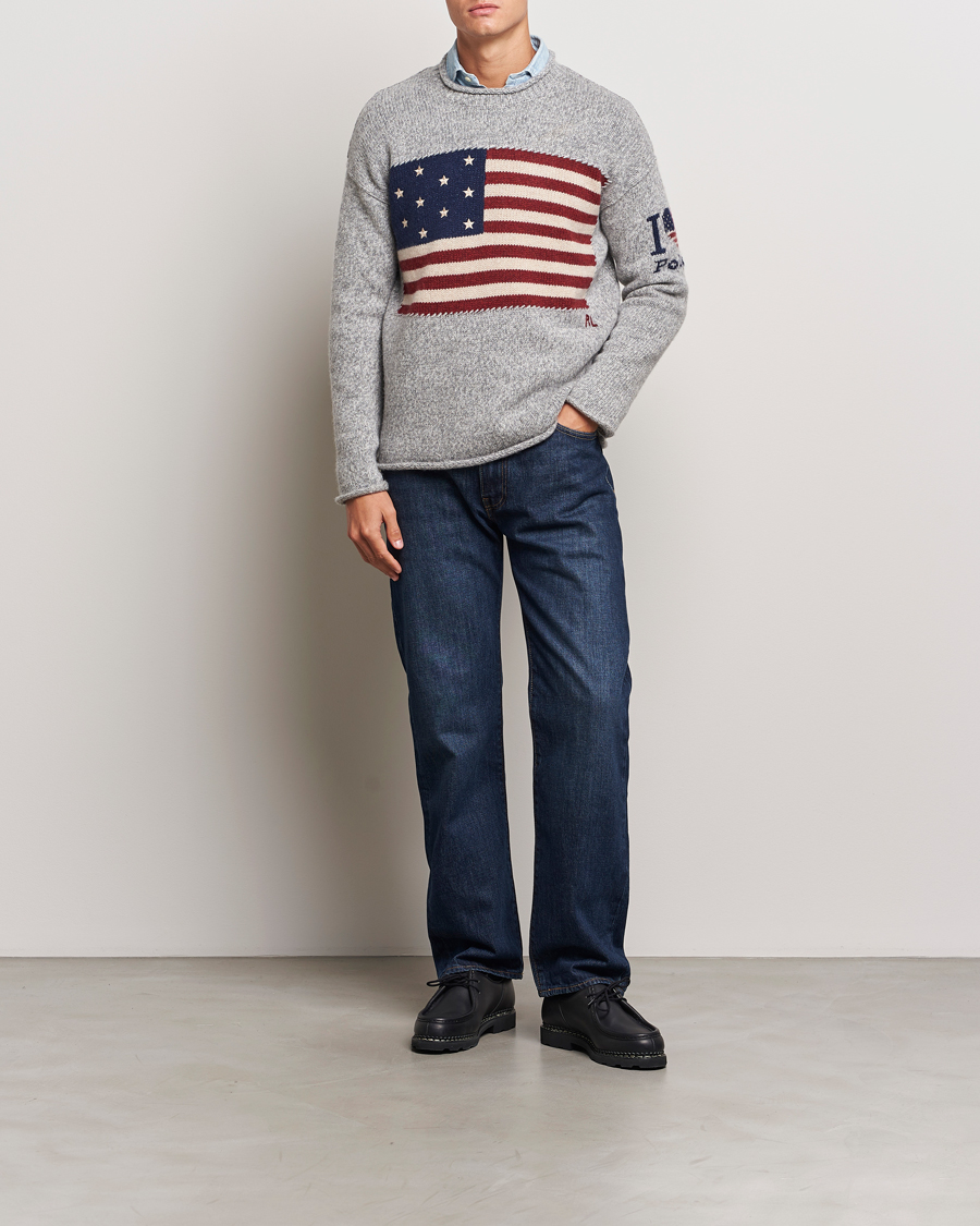 Herren | Pullover | Polo Ralph Lauren | Wool Flag Sweater Grey Combo