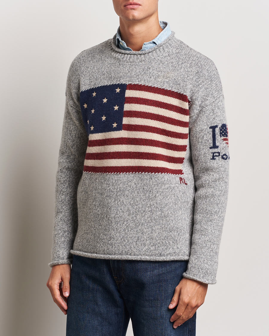 Herren | Pullover | Polo Ralph Lauren | Wool Flag Sweater Grey Combo