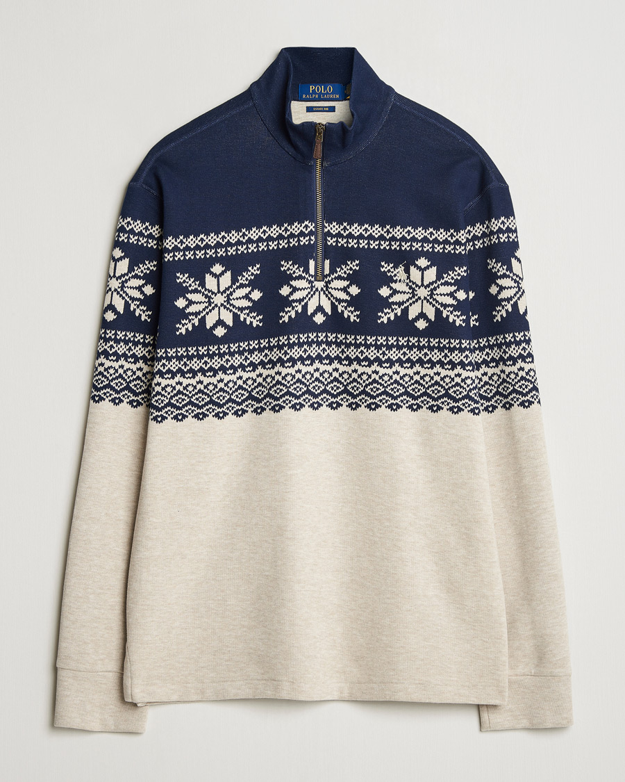 Herren | Pullover | Polo Ralph Lauren | Half-Zip Fairisle Sweater Andres Geomatric Navy