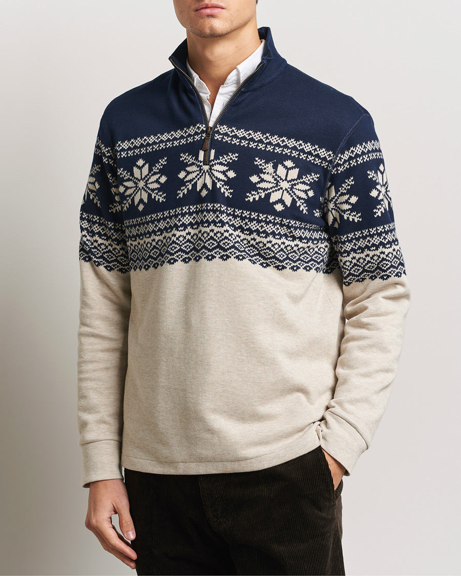 Herren | Pullover | Polo Ralph Lauren | Half-Zip Fairisle Sweater Andres Geomatric Navy
