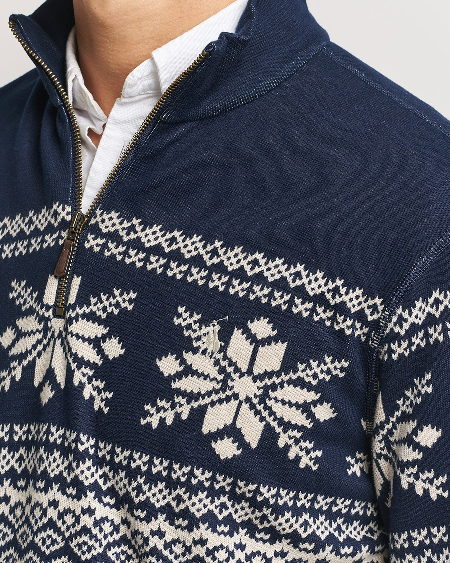 Herren | Pullover | Polo Ralph Lauren | Half-Zip Fairisle Sweater Andres Geomatric Navy