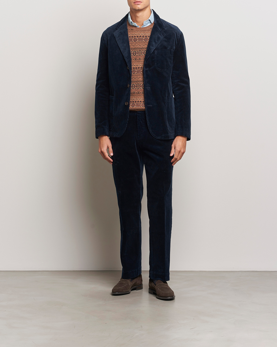Herren | Hosen | Polo Ralph Lauren | Corduroy Pleated Trousers Aviator Navy