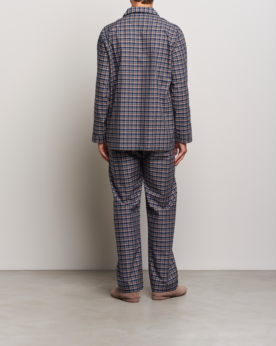 Herren | Schlafanzüge & Bademäntel | Derek Rose | Cotton Checked Pyjama Set Navy