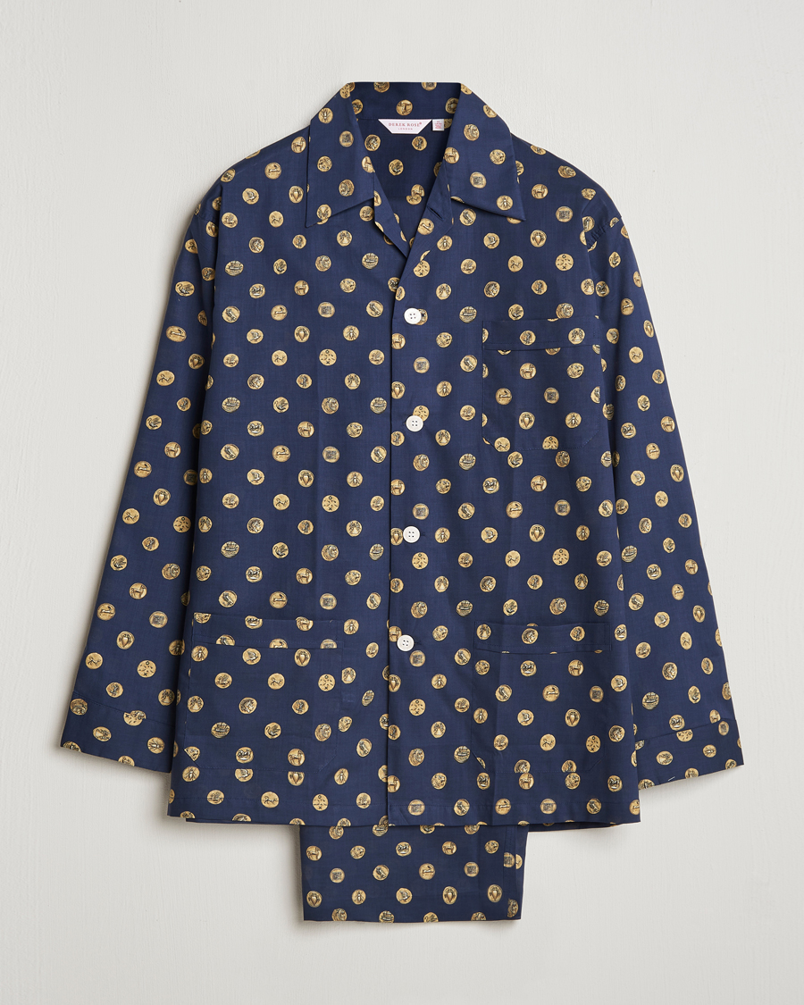 Herren | Schlafanzüge & Bademäntel | Derek Rose | Printed Cotton Pyjama Set Navy