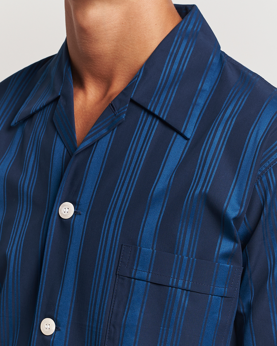 Herren | Schlafanzüge & Bademäntel | Derek Rose | Striped Cotton Pyjama Set Navy