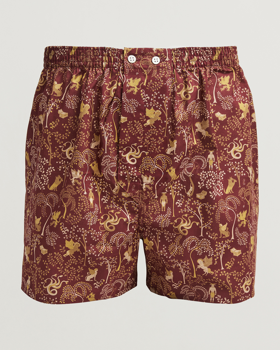 Herren | Unterwäsche | Derek Rose | Classic Fit Woven Cotton Boxer Shorts Burgundy
