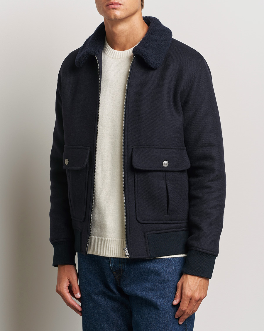 Herren | Jacken | A.P.C. | Ben Shearling Bomber Jacket Dark Navy