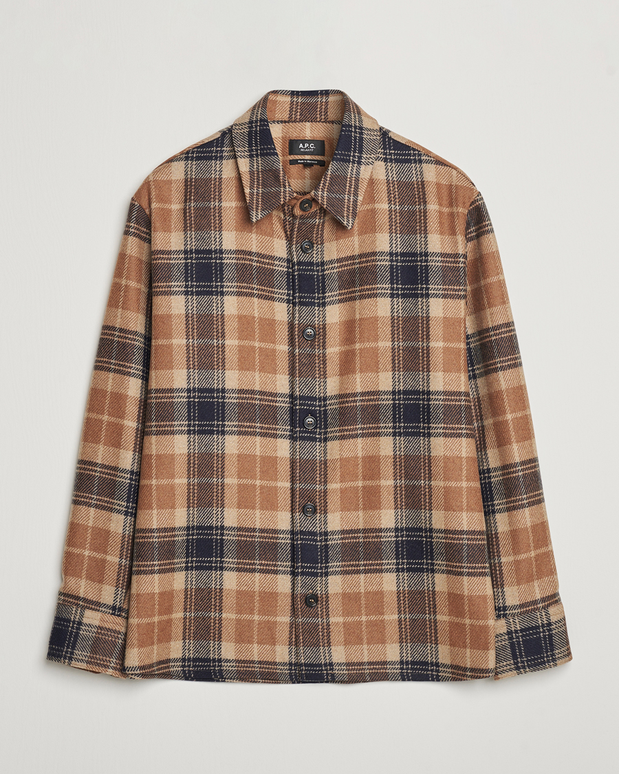 Herren | Hemden | A.P.C. | Bobby Wool Checked Overshirt Beige Check