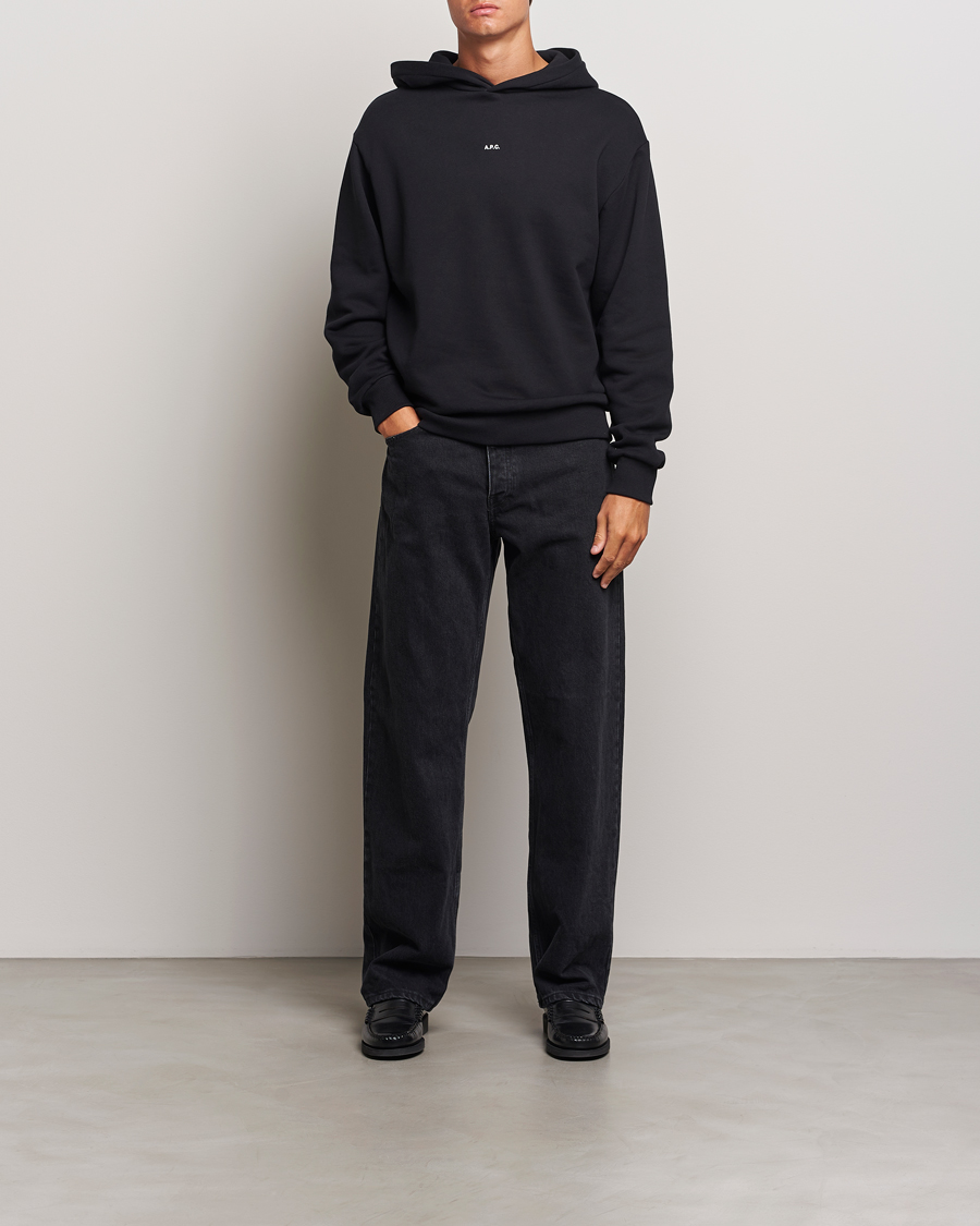 Herren | Pullover | A.P.C. | Boxy Micro Center Logo Hoodie Black