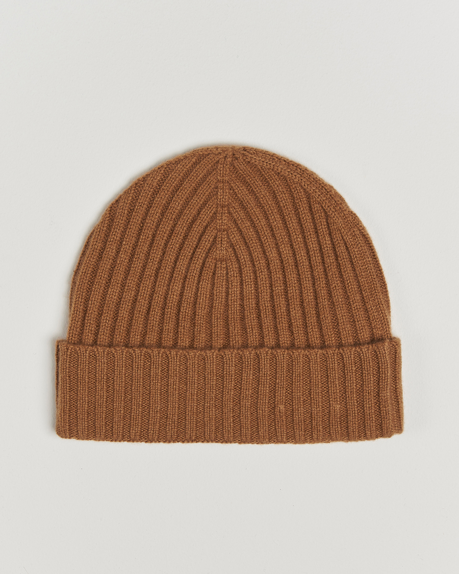 Herren | Amanda Christensen Rib Knitted Cashmere Cap Nougat | Amanda Christensen | Rib Knitted Cashmere Cap Nougat