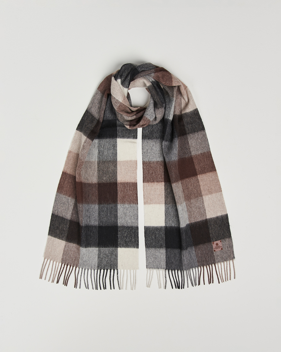 Herren | Schals | Amanda Christensen | Wool Block Check Scarf Brown/Grey