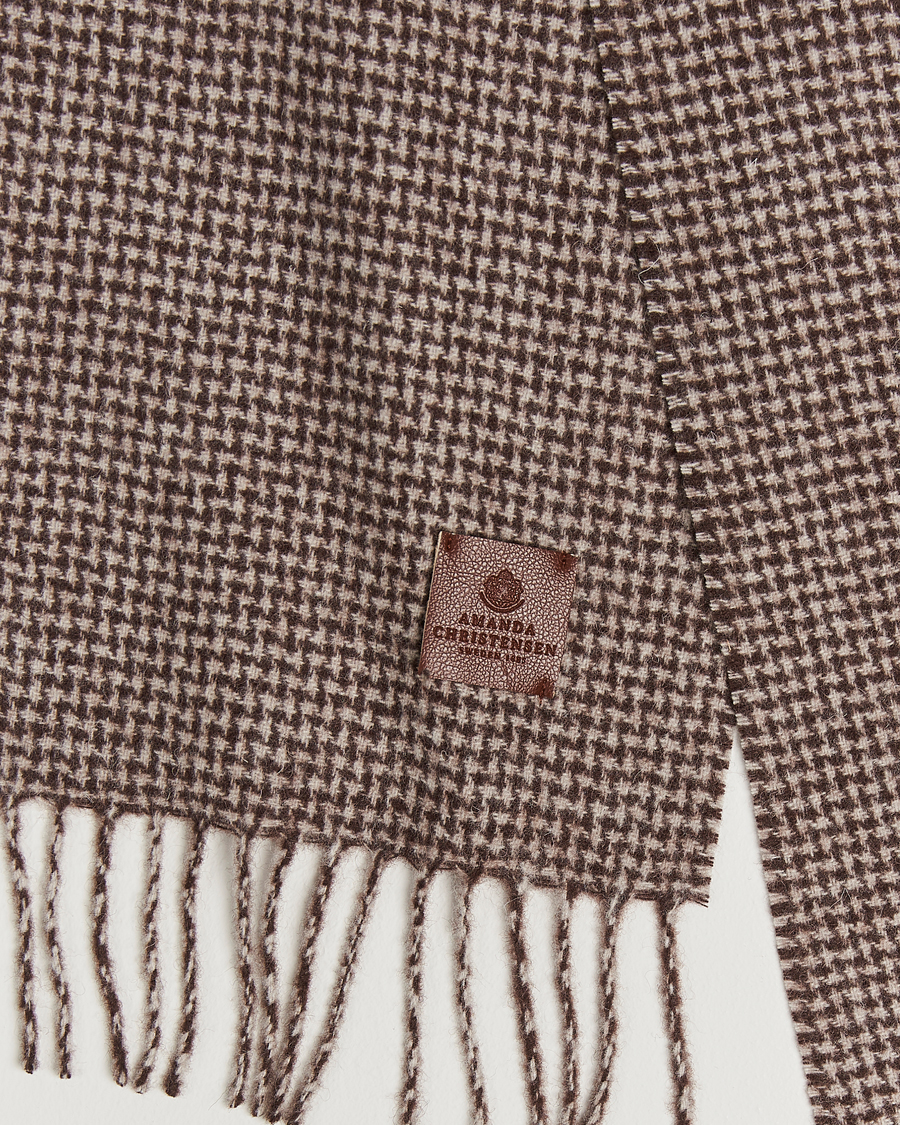 Herren | Amanda Christensen Merino Wool Dogtooth Scarf Beige Melange | Amanda Christensen | Merino Wool Dogtooth Scarf Beige Melange