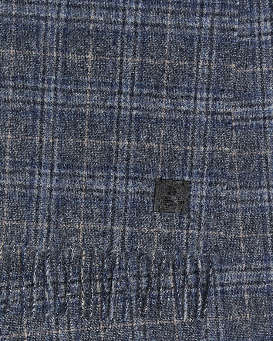 Herren | Amanda Christensen Merino Wool Glencheck Scarf Blue | Amanda Christensen | Merino Wool Glencheck Scarf Blue