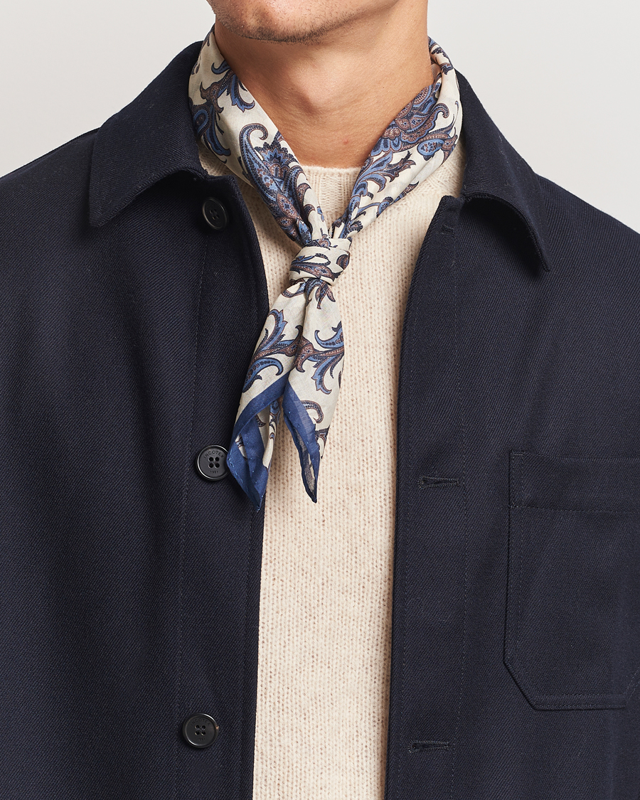 Herren | Amanda Christensen Cotton Voilé Printed Paisley Bandana White | Amanda Christensen | Cotton Voilé Printed Paisley Bandana White