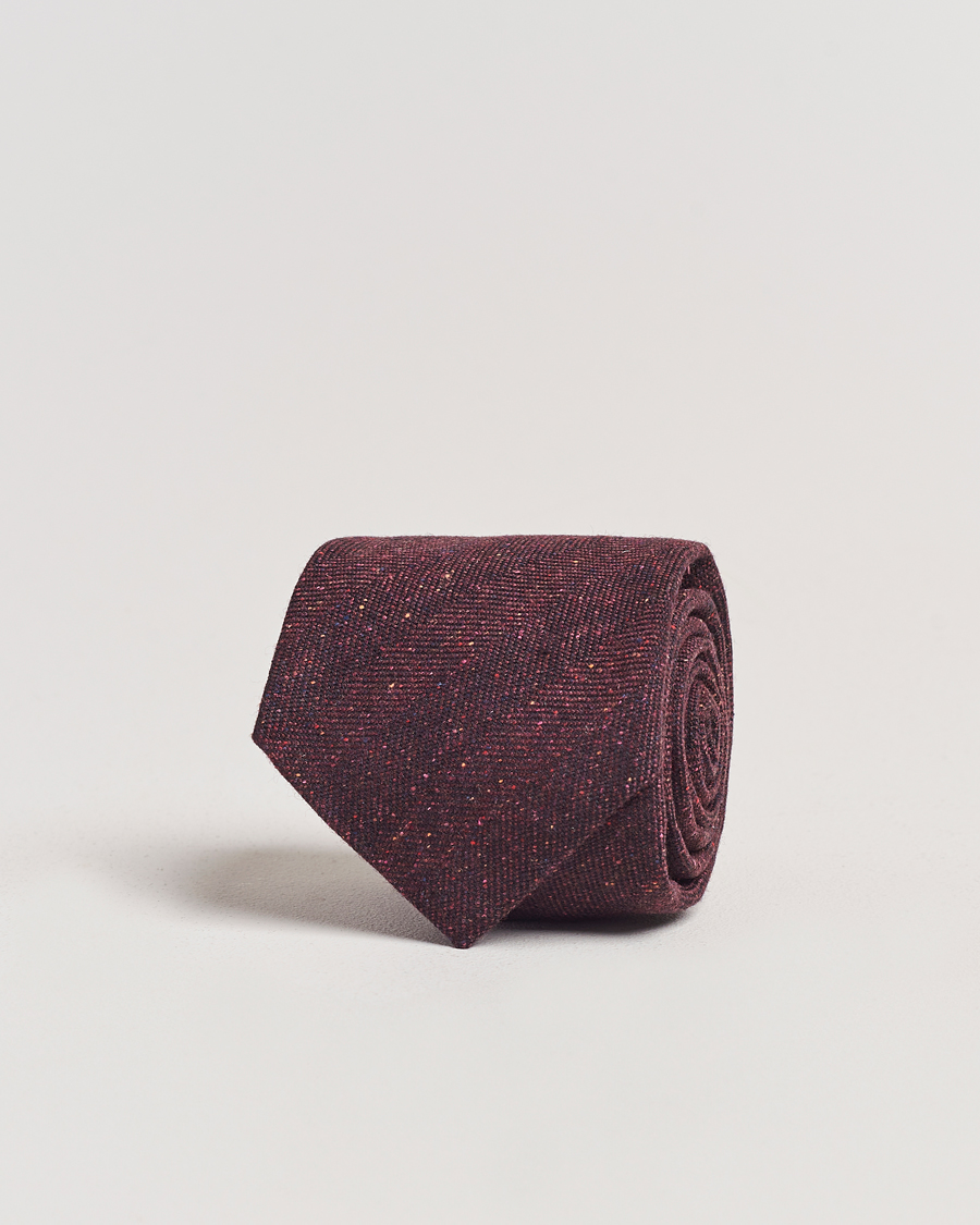 Herren | Amanda Christensen Wool Donegal 8cm Tie Wine | Amanda Christensen | Wool Donegal 8cm Tie Wine