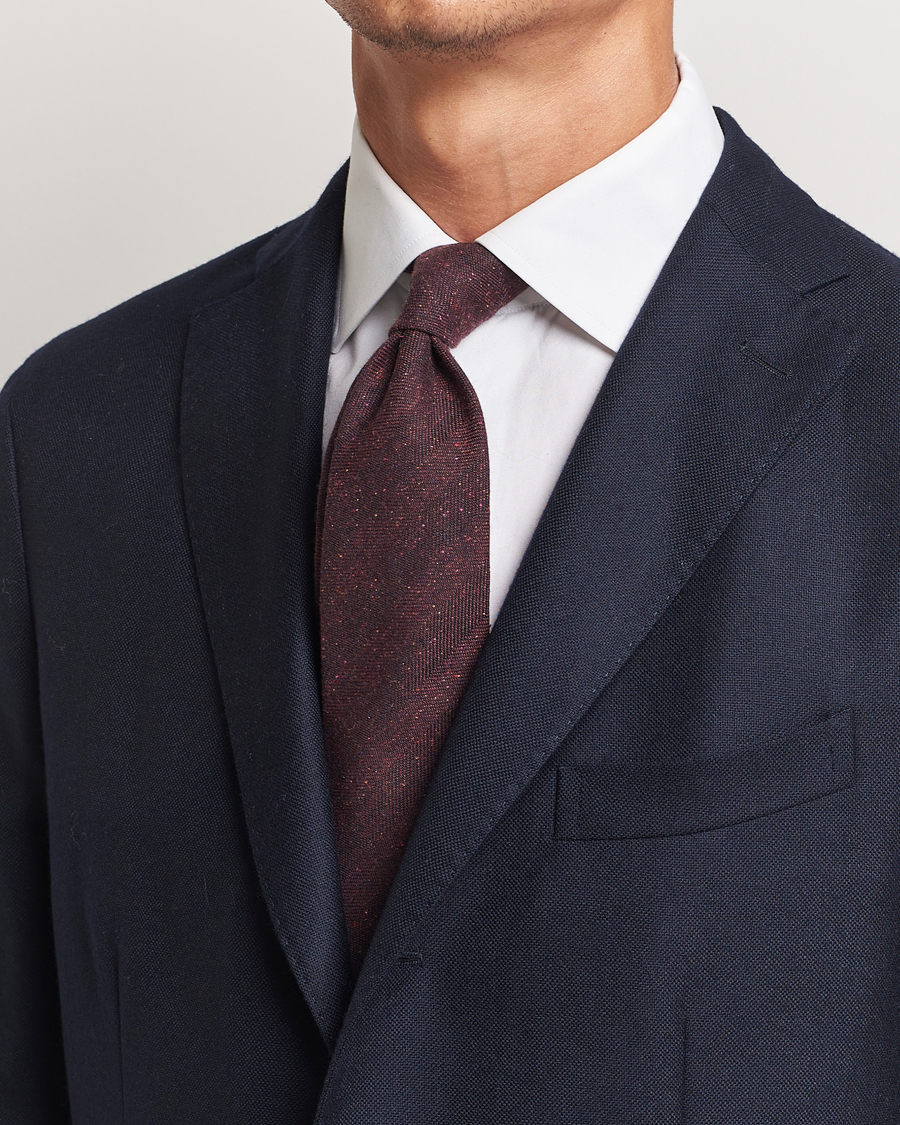 Herren | Amanda Christensen Wool Donegal 8cm Tie Wine | Amanda Christensen | Wool Donegal 8cm Tie Wine
