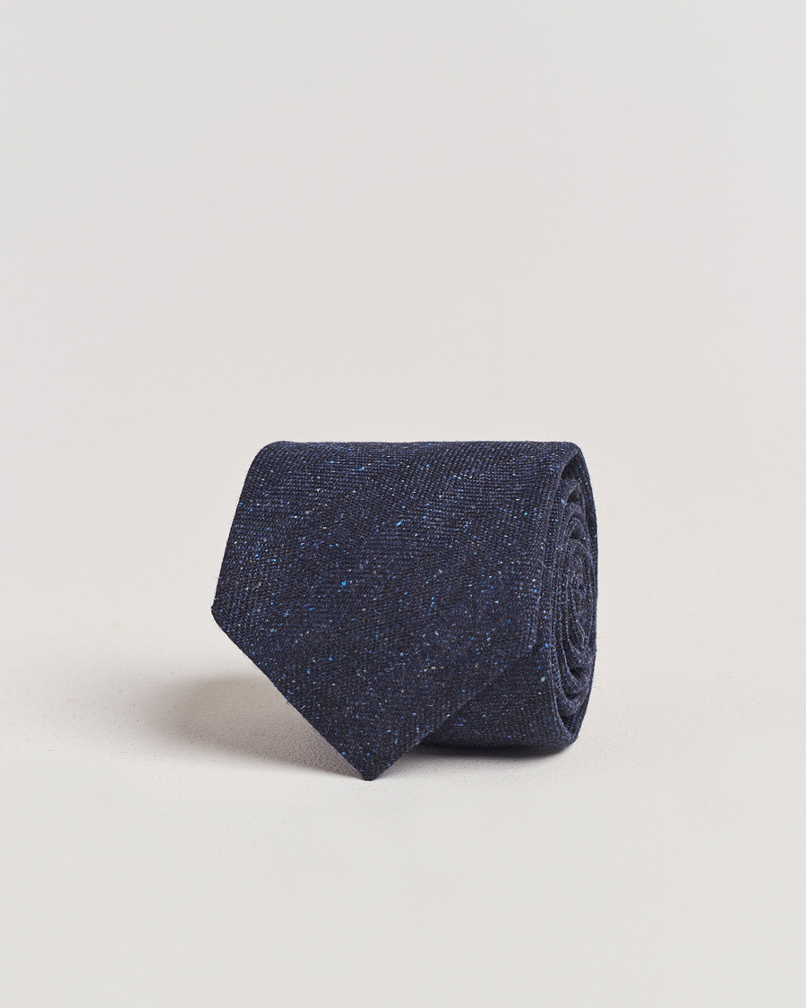 Herren | Amanda Christensen Wool Donegal 8cm Tie Navy | Amanda Christensen | Wool Donegal 8cm Tie Navy