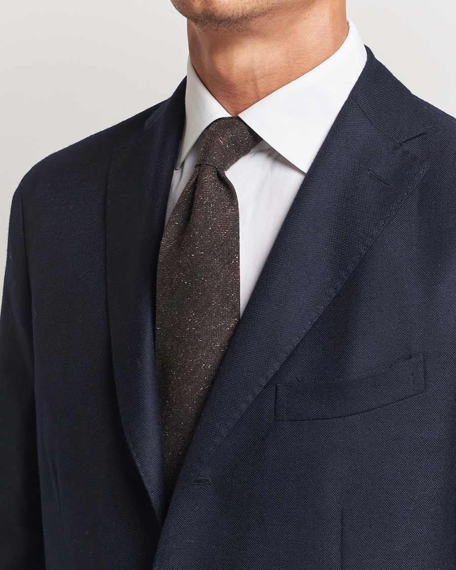 Herren | Amanda Christensen Wool Donegal 8cm Tie Brown | Amanda Christensen | Wool Donegal 8cm Tie Brown