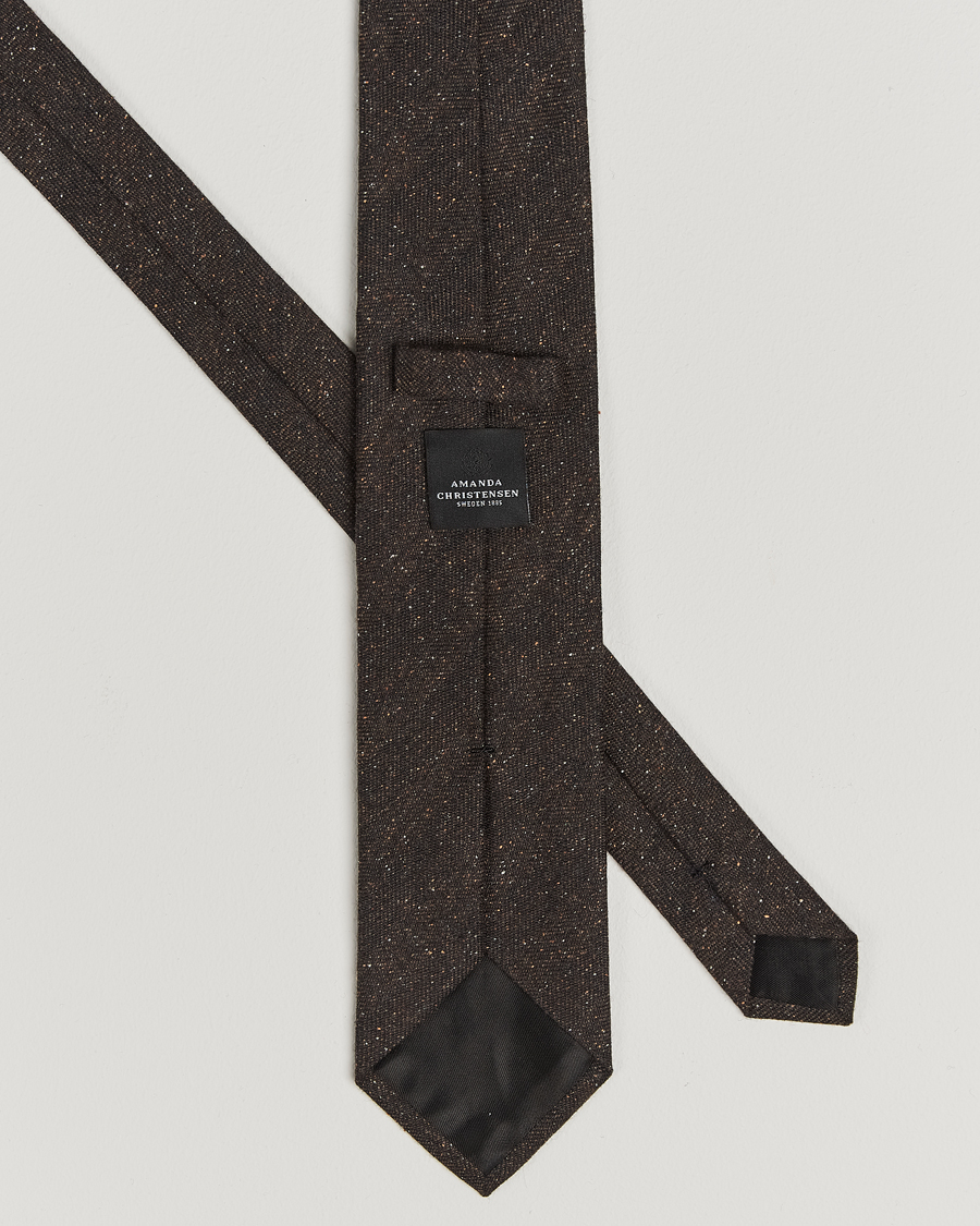 Herren | Amanda Christensen Wool Donegal 8cm Tie Brown | Amanda Christensen | Wool Donegal 8cm Tie Brown