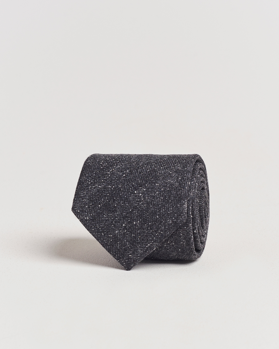 Herren | Amanda Christensen Wool Donegal 8cm Tie Black | Amanda Christensen | Wool Donegal 8cm Tie Black