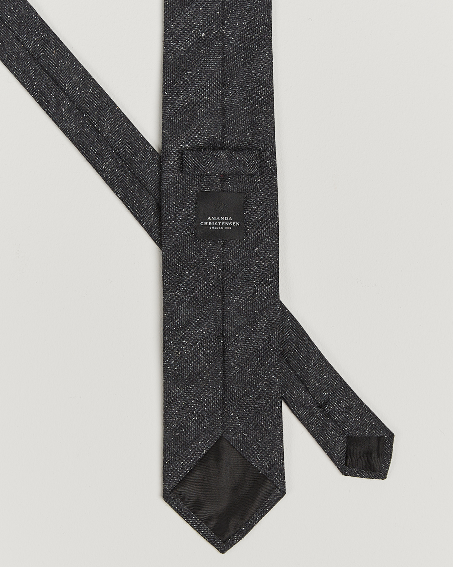 Herren | Amanda Christensen Wool Donegal 8cm Tie Black | Amanda Christensen | Wool Donegal 8cm Tie Black