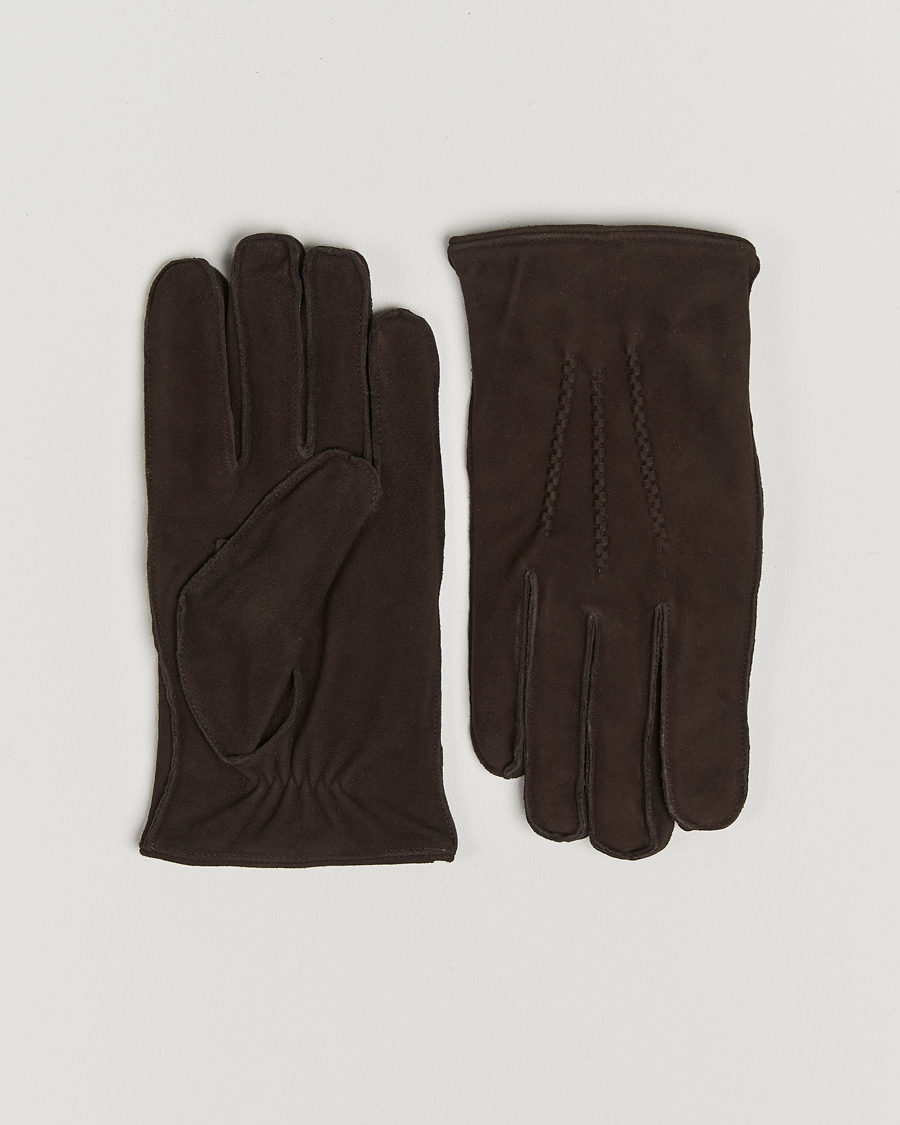 Herren | Amanda Christensen Lined Suede Gloves Brown | Amanda Christensen | Lined Suede Gloves Brown