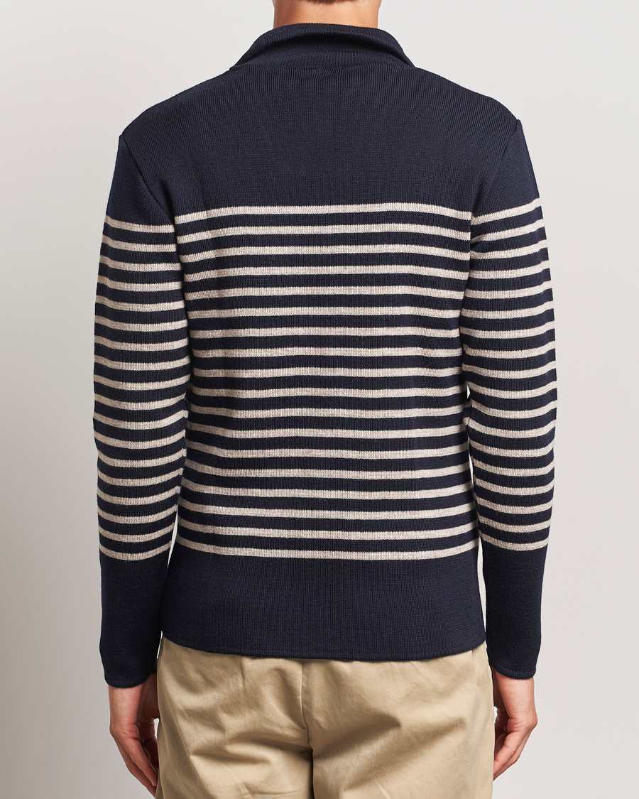 Herren | Pullover | Armor-lux | Pull Camionneur Wool Half Zip Navy/Sandstone