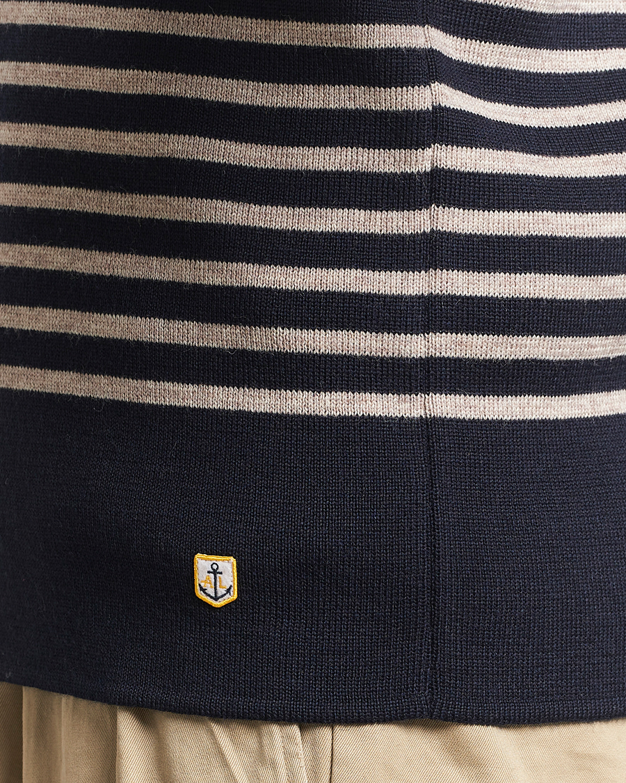 Herren | Pullover | Armor-lux | Pull Camionneur Wool Half Zip Navy/Sandstone