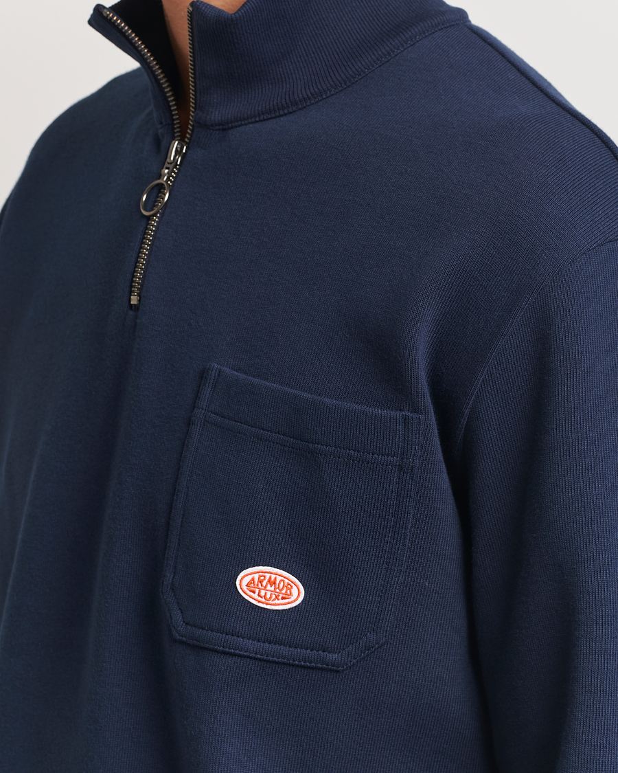Herren | Pullover | Armor-lux | Camionneur Cotton Half Zip Sweater Deep Marine