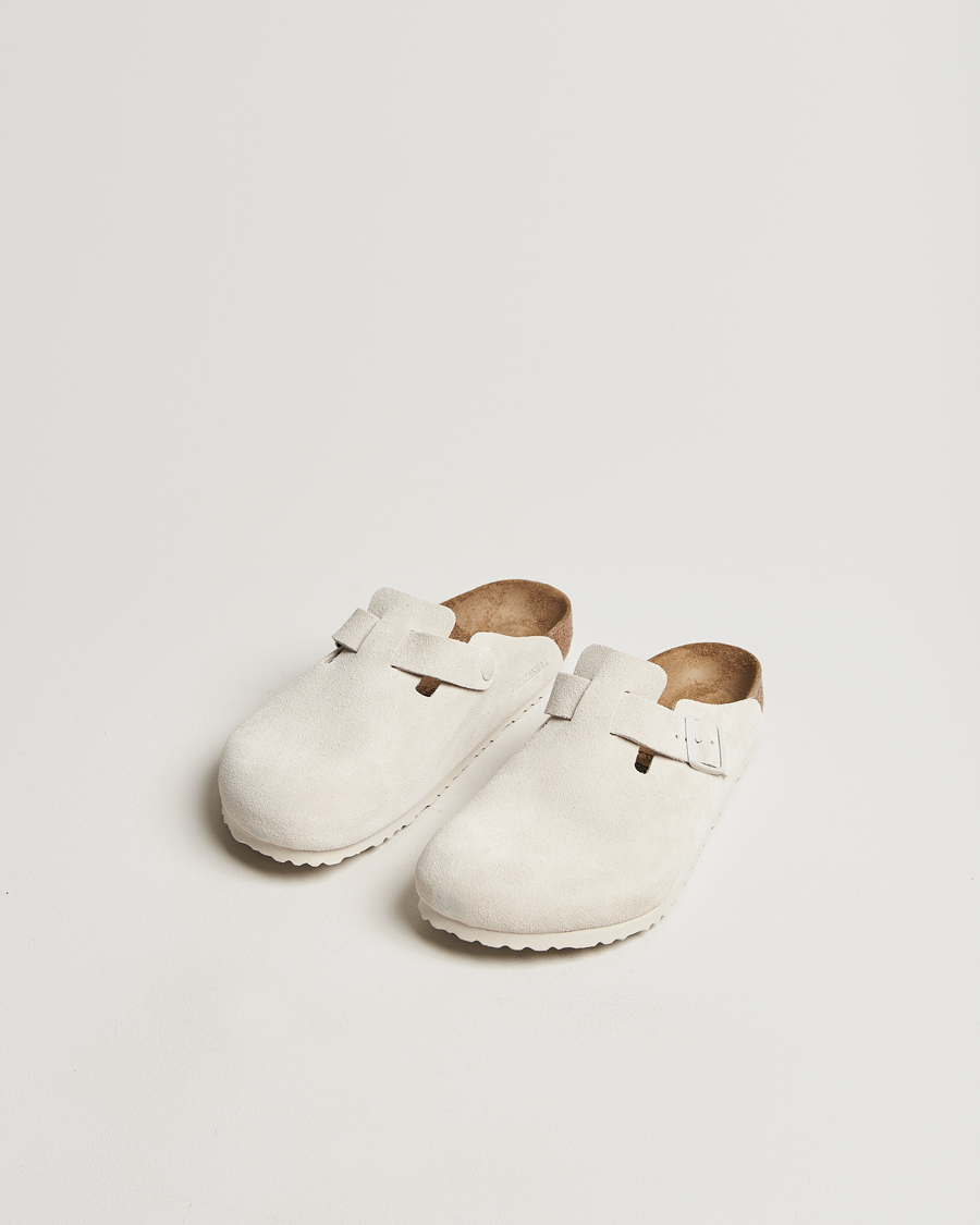 Herren | BIRKENSTOCK Boston Classic Footbed Antique White Suede | BIRKENSTOCK | Boston Classic Footbed Antique White Suede