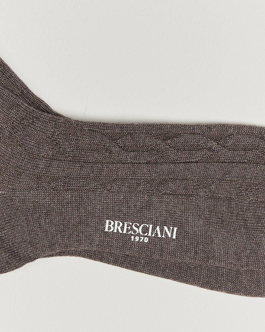 Herren | Unterwäsche | Bresciani | Link Ribbed Wool Socks Taupe