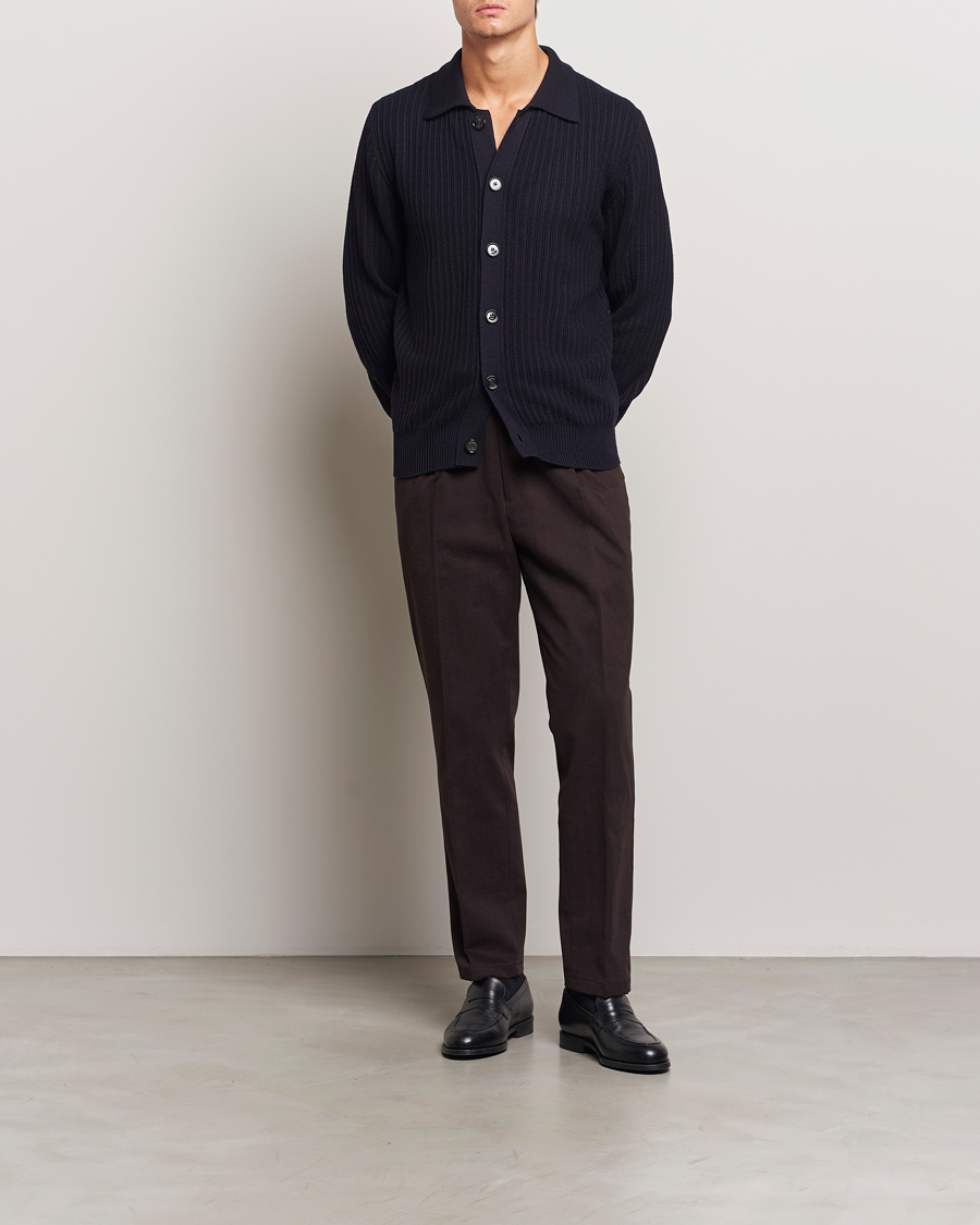 Herren | Pullover | Altea | Rib Wool Cardigan Navy