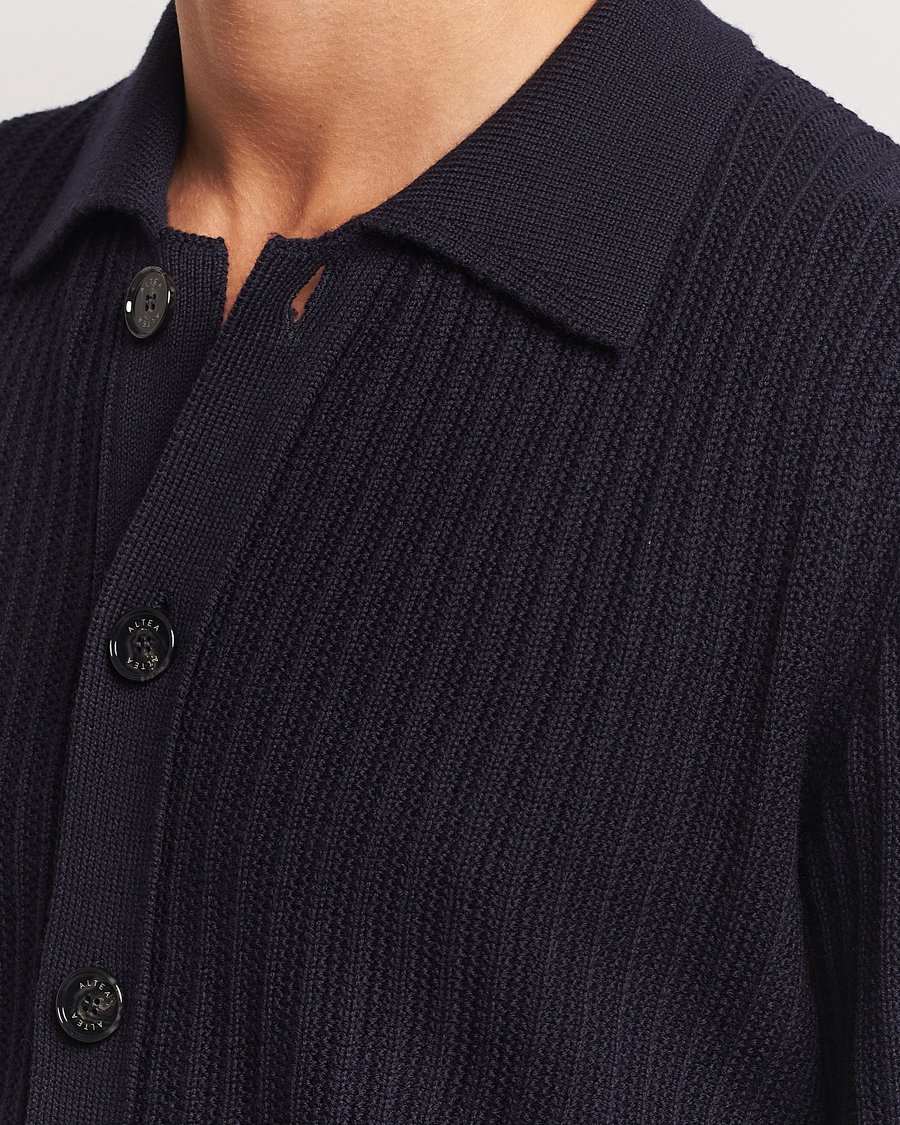 Herren | Pullover | Altea | Rib Wool Cardigan Navy