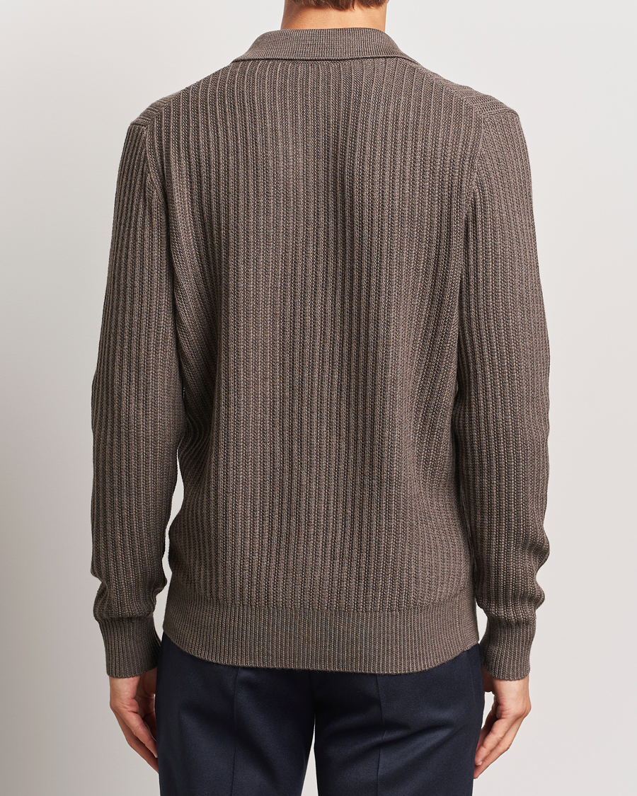 Herren | Pullover | Altea | Rib Wool Cardigan Taupe