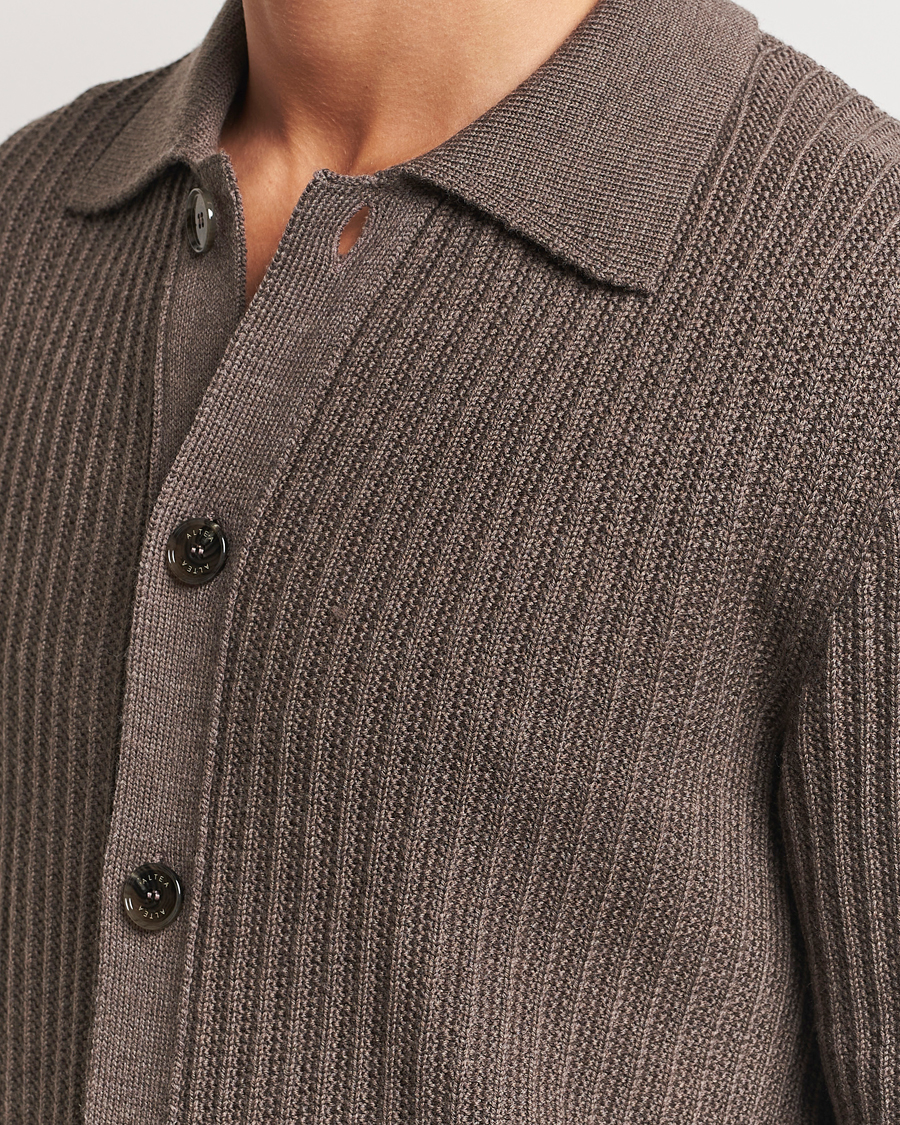 Herren | Pullover | Altea | Rib Wool Cardigan Taupe