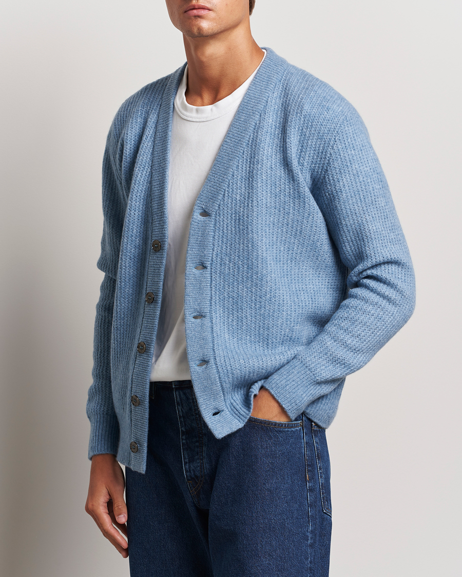 Herren | Pullover | Altea | Soft Rib Stich Cardigan Light Blue