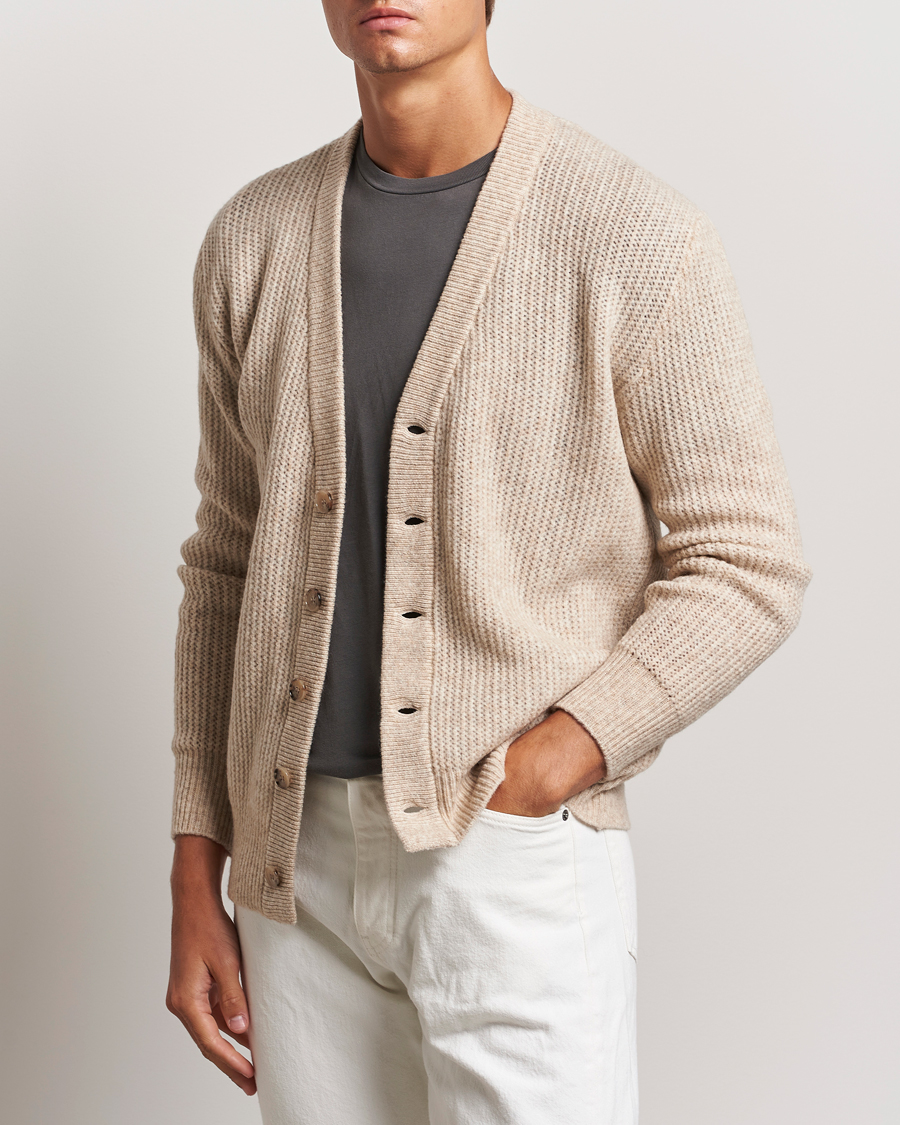Herren | Pullover | Altea | Soft Rib Stich Cardigan Cream