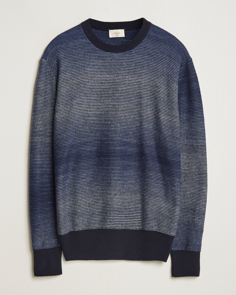 Herren | Pullover | Altea | Jacquard Stripe Sweater Navy