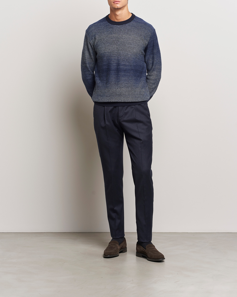 Herren | Pullover | Altea | Jacquard Stripe Sweater Navy
