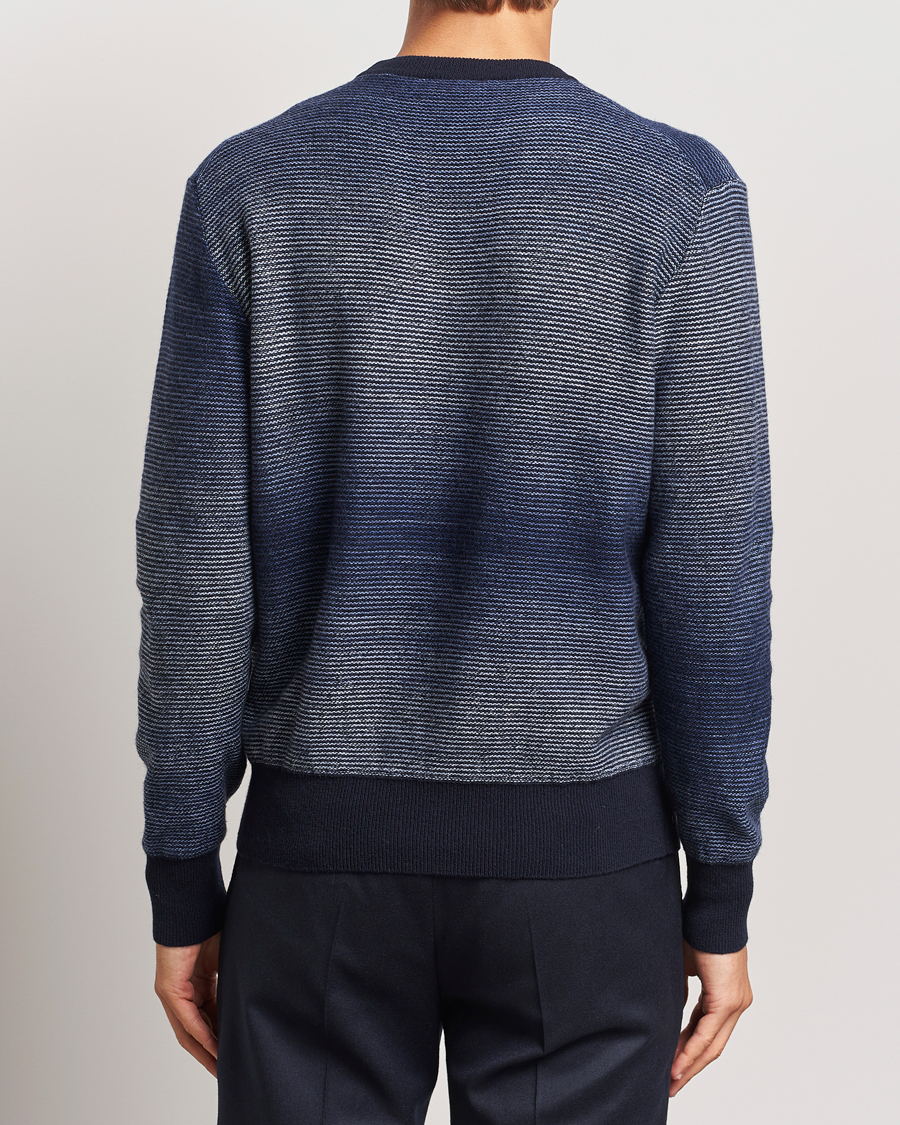 Herren | Pullover | Altea | Jacquard Stripe Sweater Navy