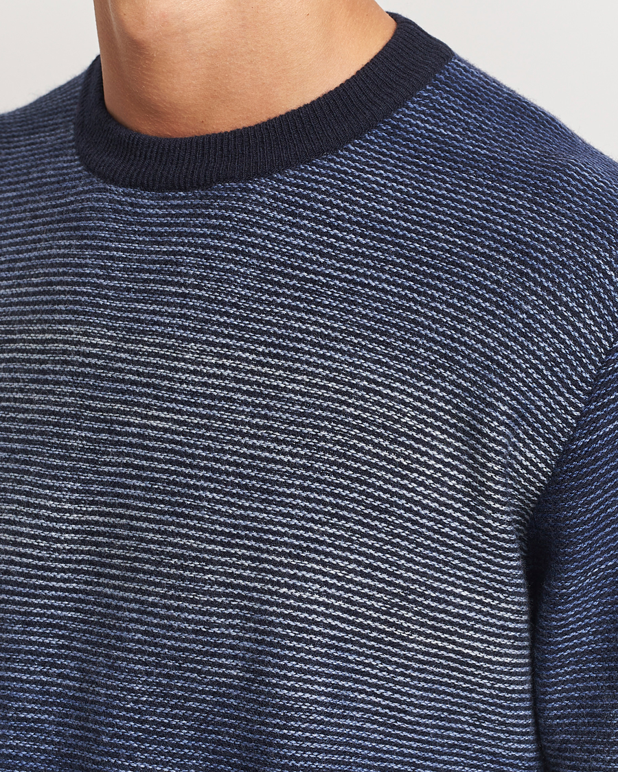 Herren | Pullover | Altea | Jacquard Stripe Sweater Navy