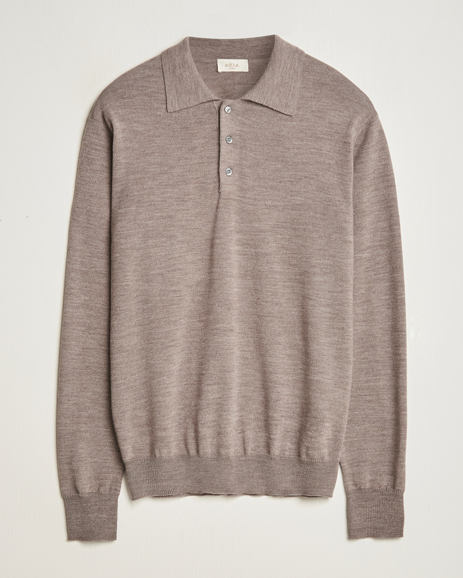 Herren | Pullover | Altea | Merino Long Sleeve Polo Beige