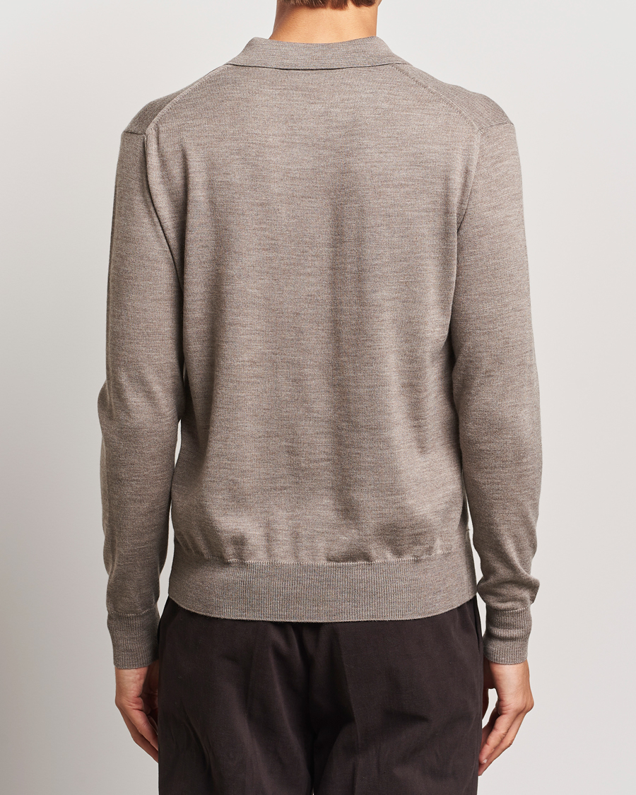 Herren | Pullover | Altea | Merino Long Sleeve Polo Beige