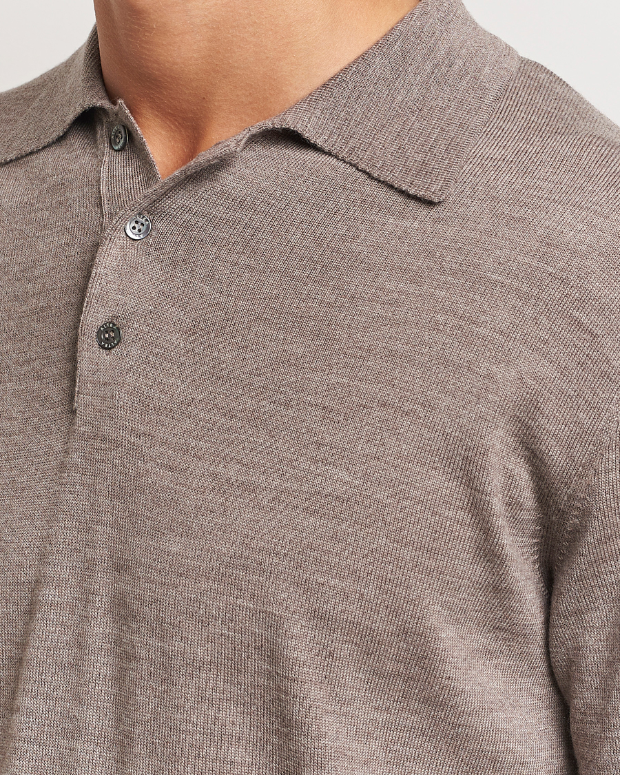 Herren | Pullover | Altea | Merino Long Sleeve Polo Beige