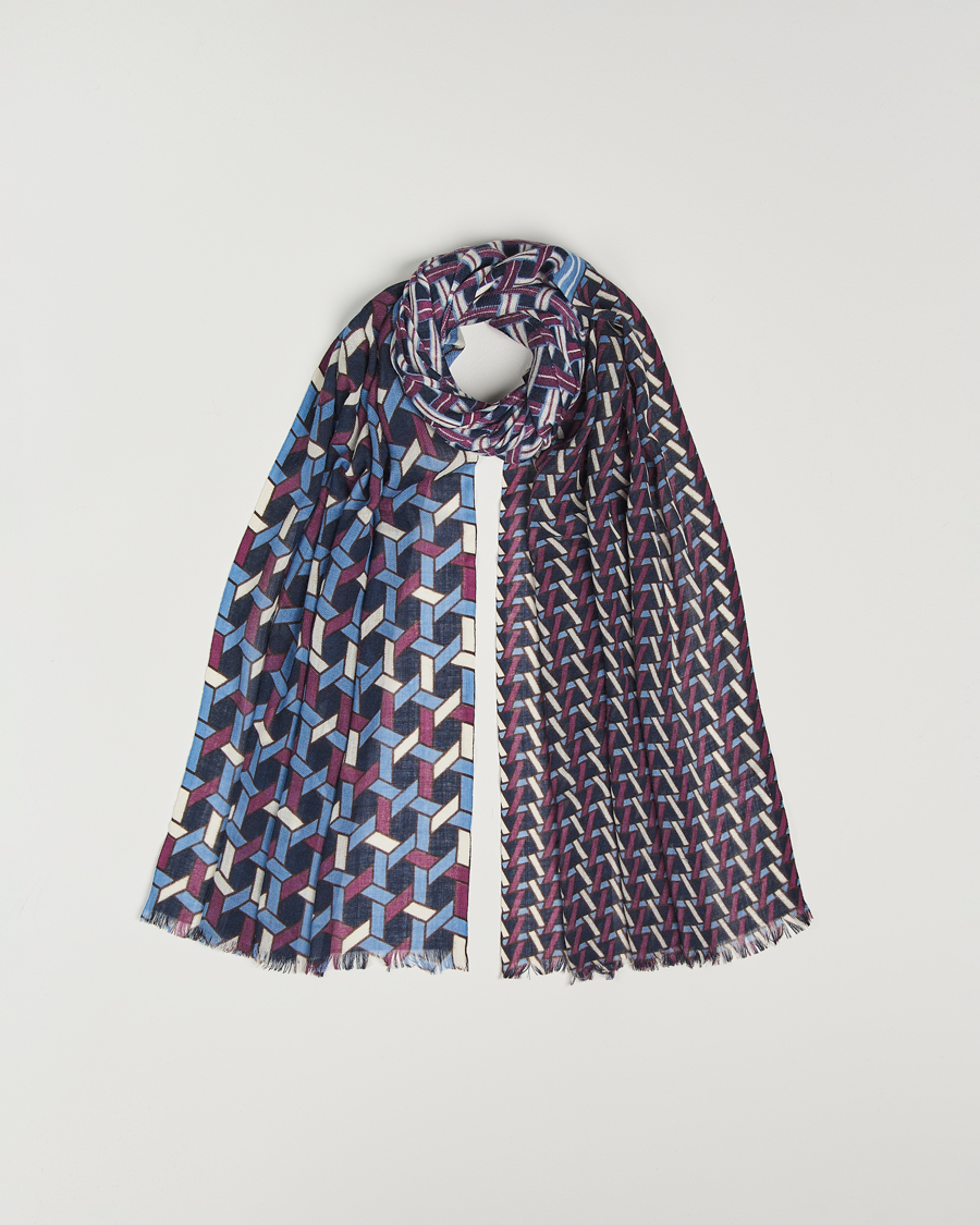 Herren | Altea Printed Wool Scarf Navy | Altea | Printed Wool Scarf Navy
