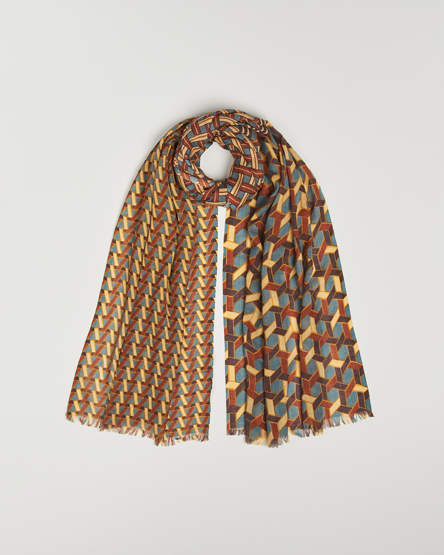Herren | Altea Printed Wool Scarf Orange | Altea | Printed Wool Scarf Orange