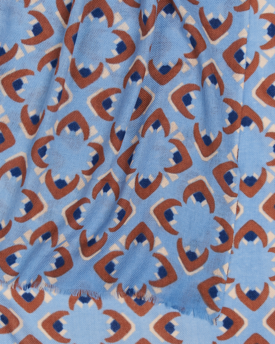 Herren | Altea Printed Wool/Cashmere Scarf Light Blue | Altea | Printed Wool/Cashmere Scarf Light Blue